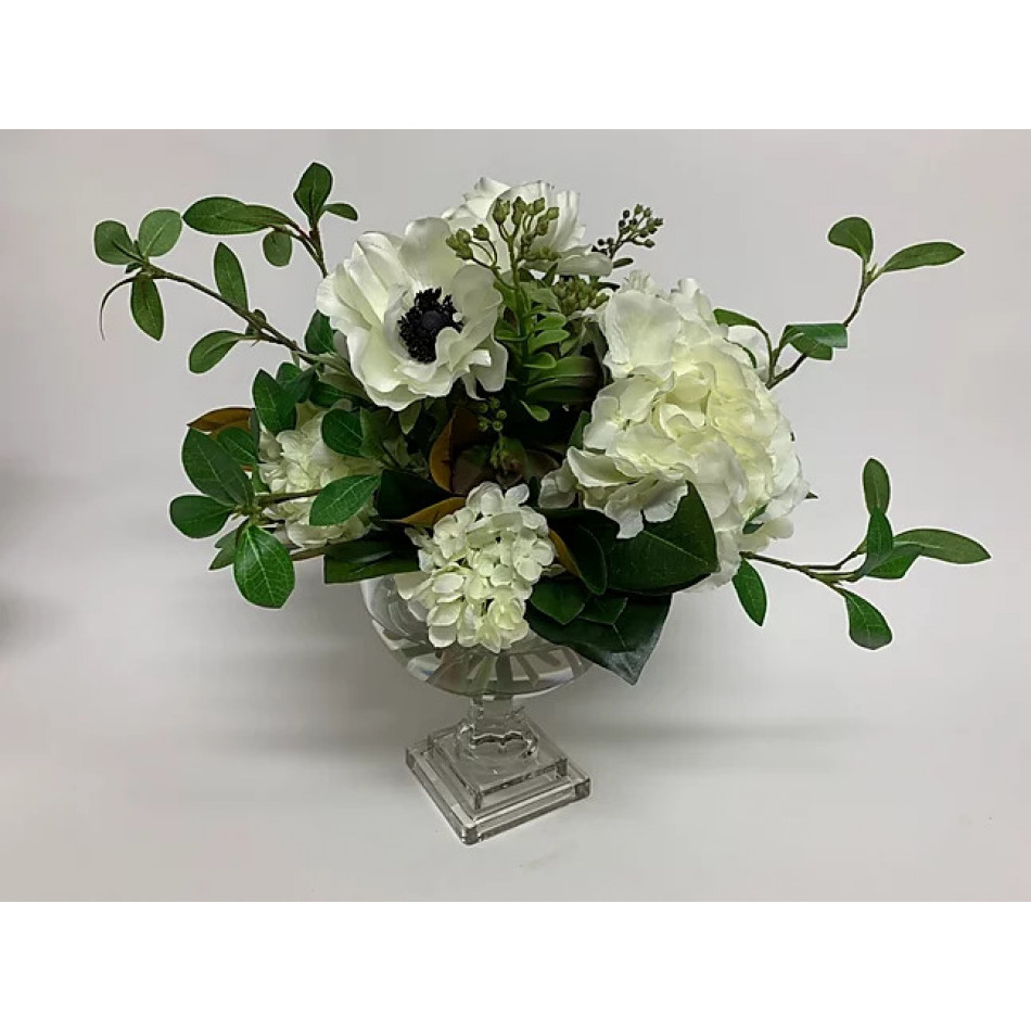 Hydrangea Anemone in Glass Urn