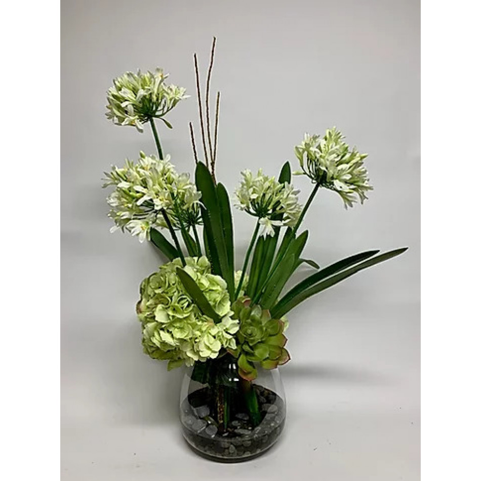Agapanthus Hydrangea in Large Glass