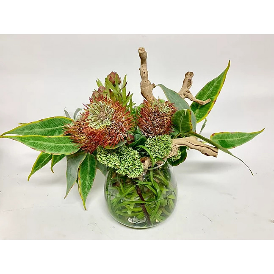 Eucalyptus/Protea Bell Vase 16" x 20"