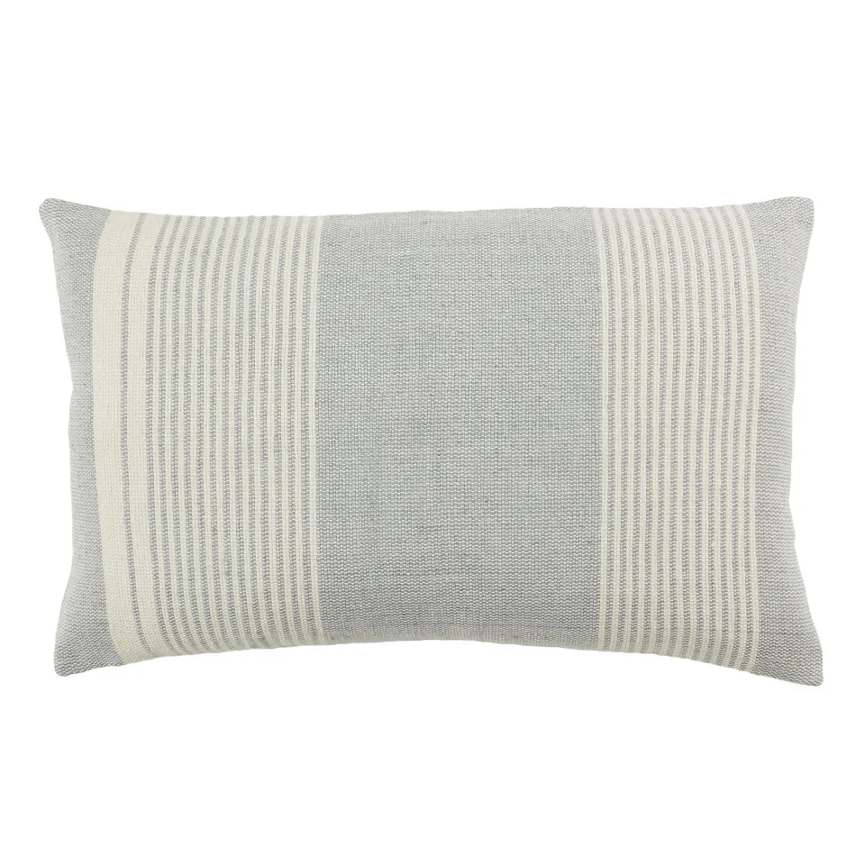 Jaipur Living Carinda Indoor/ Outdoor Gray/ Ivory Striped Poly Fill Lumbar Pillow 13X21