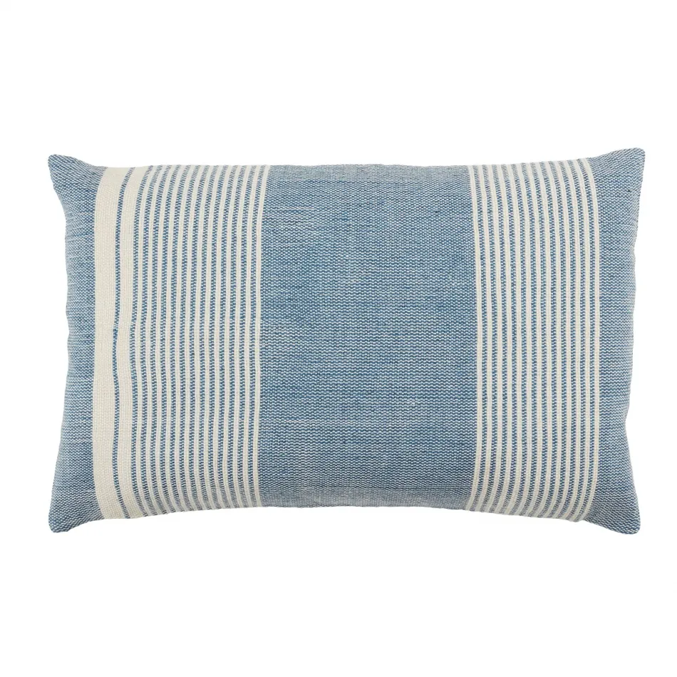 Jaipur Living Carinda Indoor/ Outdoor Blue/ Ivory Striped Poly Fill Lumbar Pillow 13X21