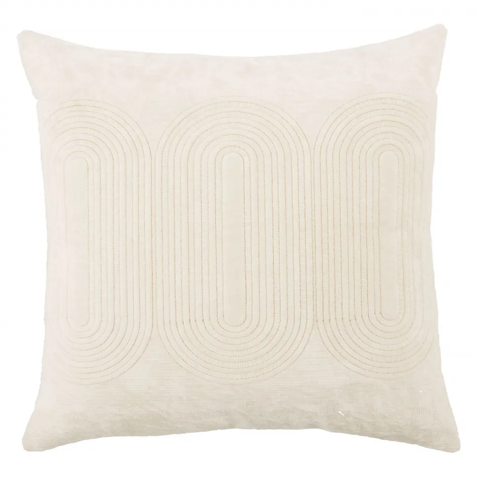 Nikki Chu by Jaipur Living Joyce Ivory/ Gold Geometric Down Pillow 22 inch