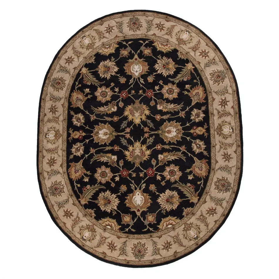 MY03 Mythos Selene Jet Black/Fog  8 x 10 Oval Rug