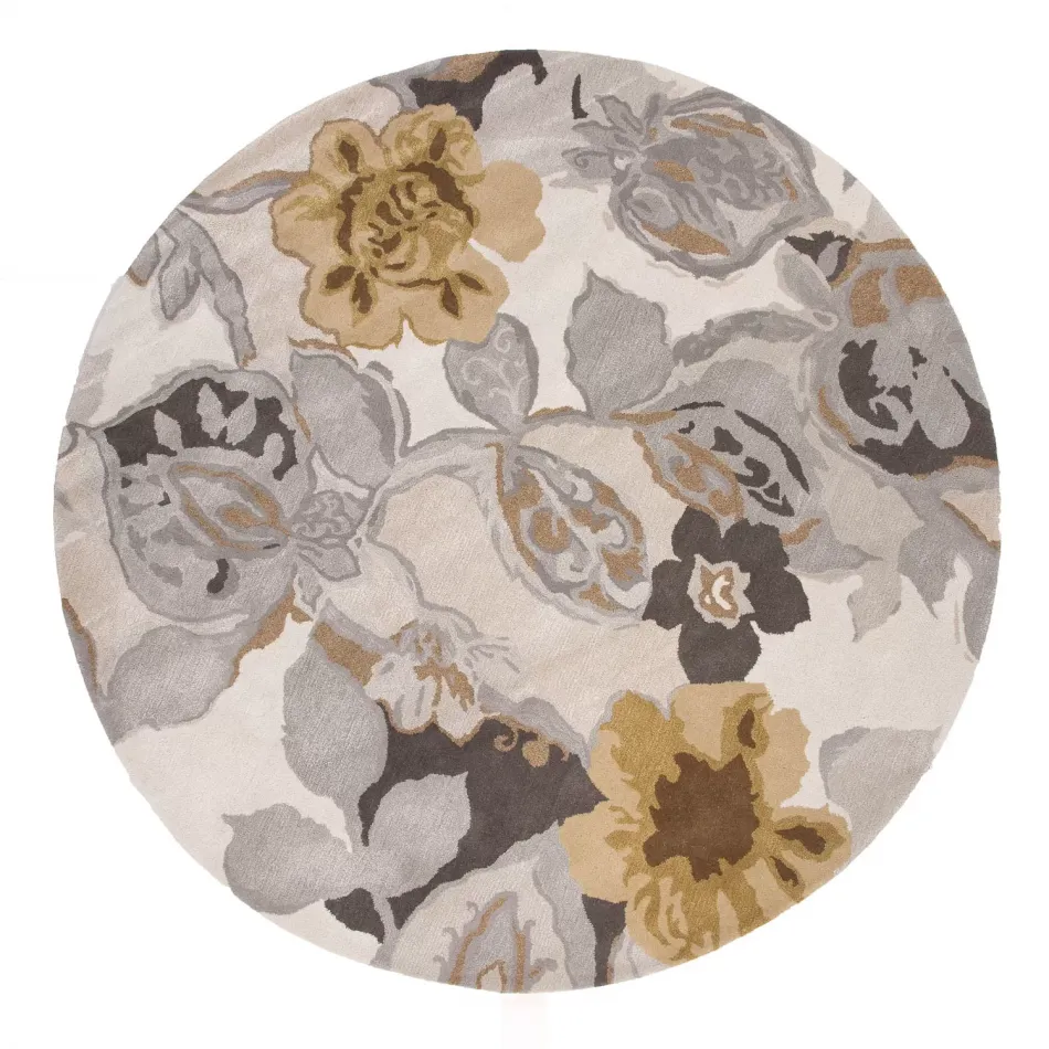 BL65 Blue Petal Pusher Multicolor/White 8' Round Rug