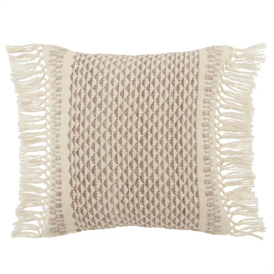 Vibe by Jaipur Living Haskell Indoor/ Outdoor Taupe/ Ivory Geometric Poly Fill Pillow 18 inch