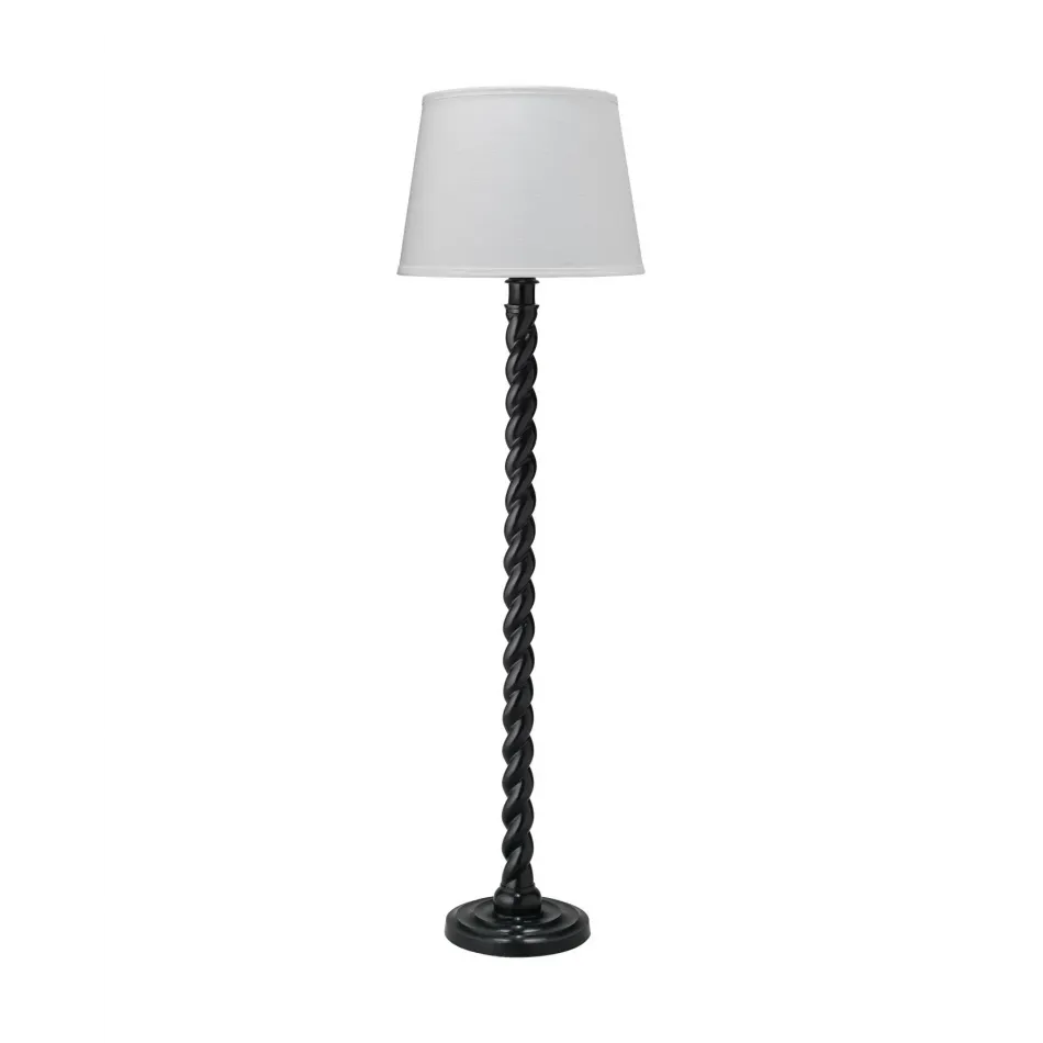 Barley Twist Floor Lamp, Black Metal