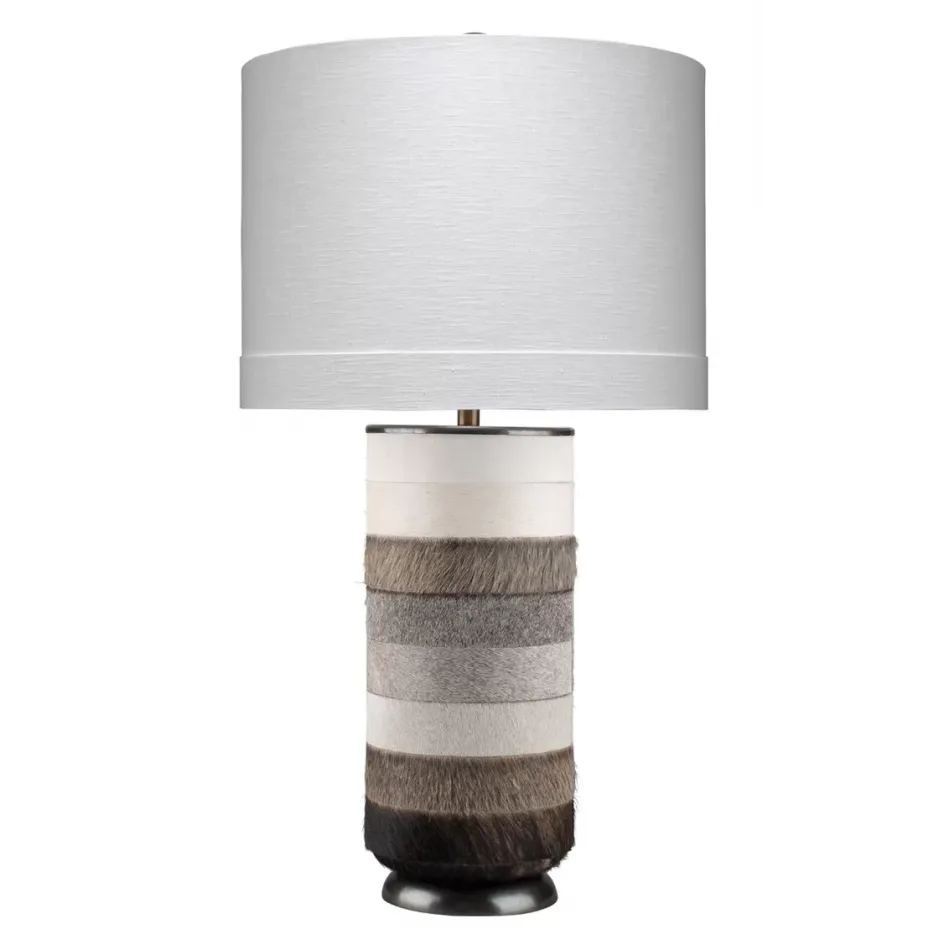 Winslow Hide Table Lamp, Grey and White