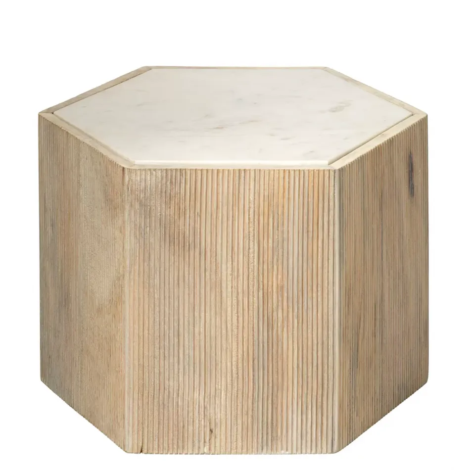 Argan Wood Hexagon Table, Medium