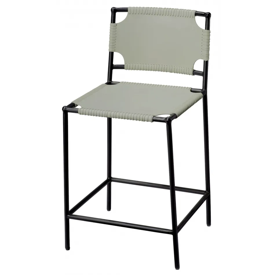 Asher Leather Counter Stool, Grey