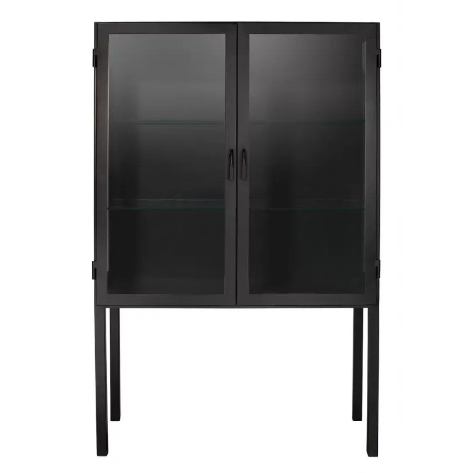 Chauncey Wide Curio Bar Iron Cabinet