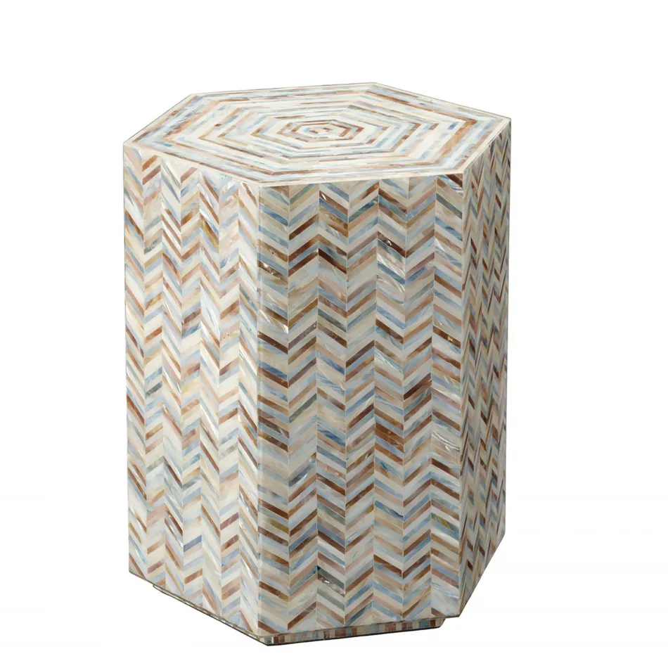 Hepburn Mother of Pearl Hexagon Side Table