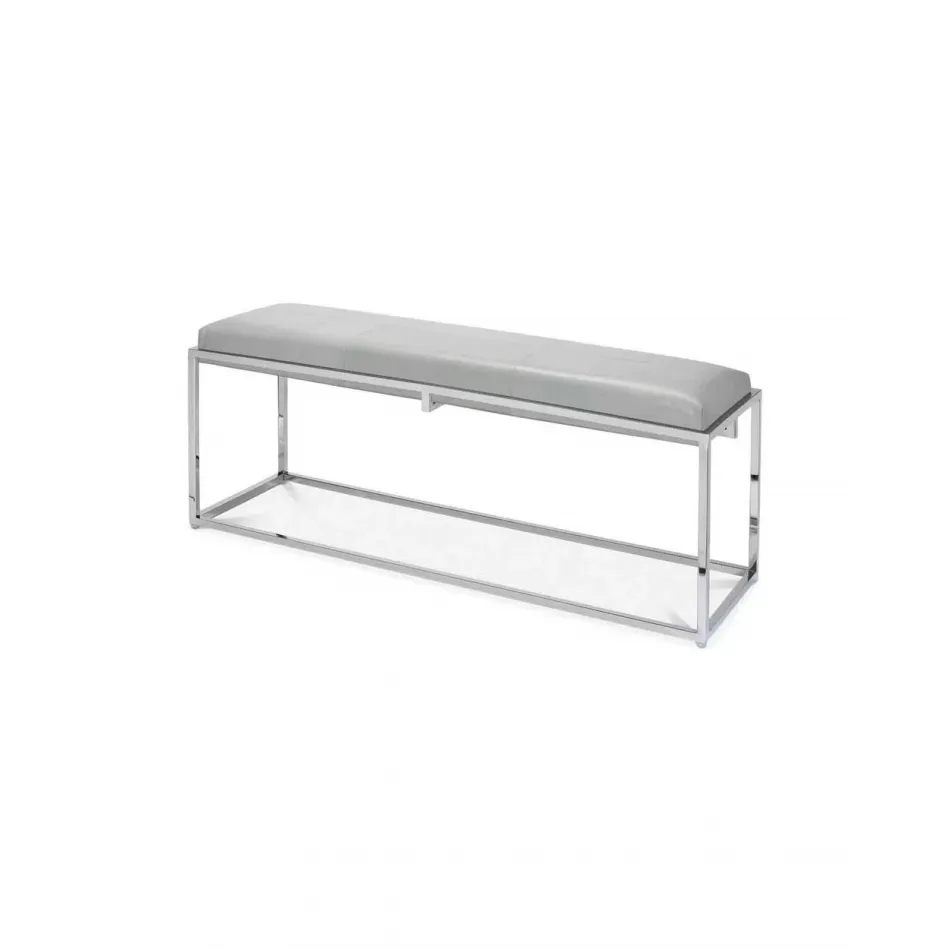 Shelby Leather Bench, Grey