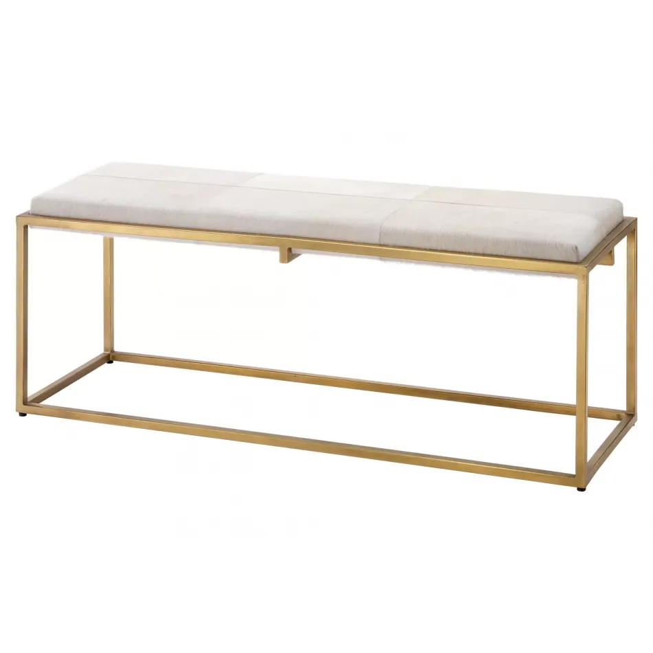 Shelby Hide Bench, White