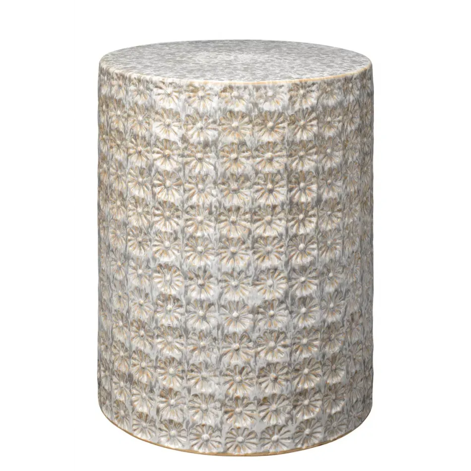 Wildflower Ceramic Side Table, Cream