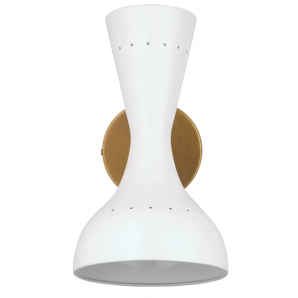 Pisa Wall Sconce, White Lacquer and Antique Brass Metal