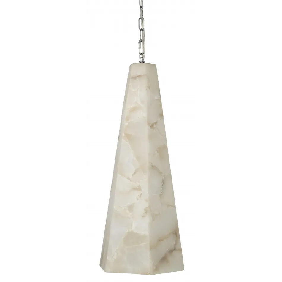 Borealis Alabaster Tall Hexagon 1-Light Pendant