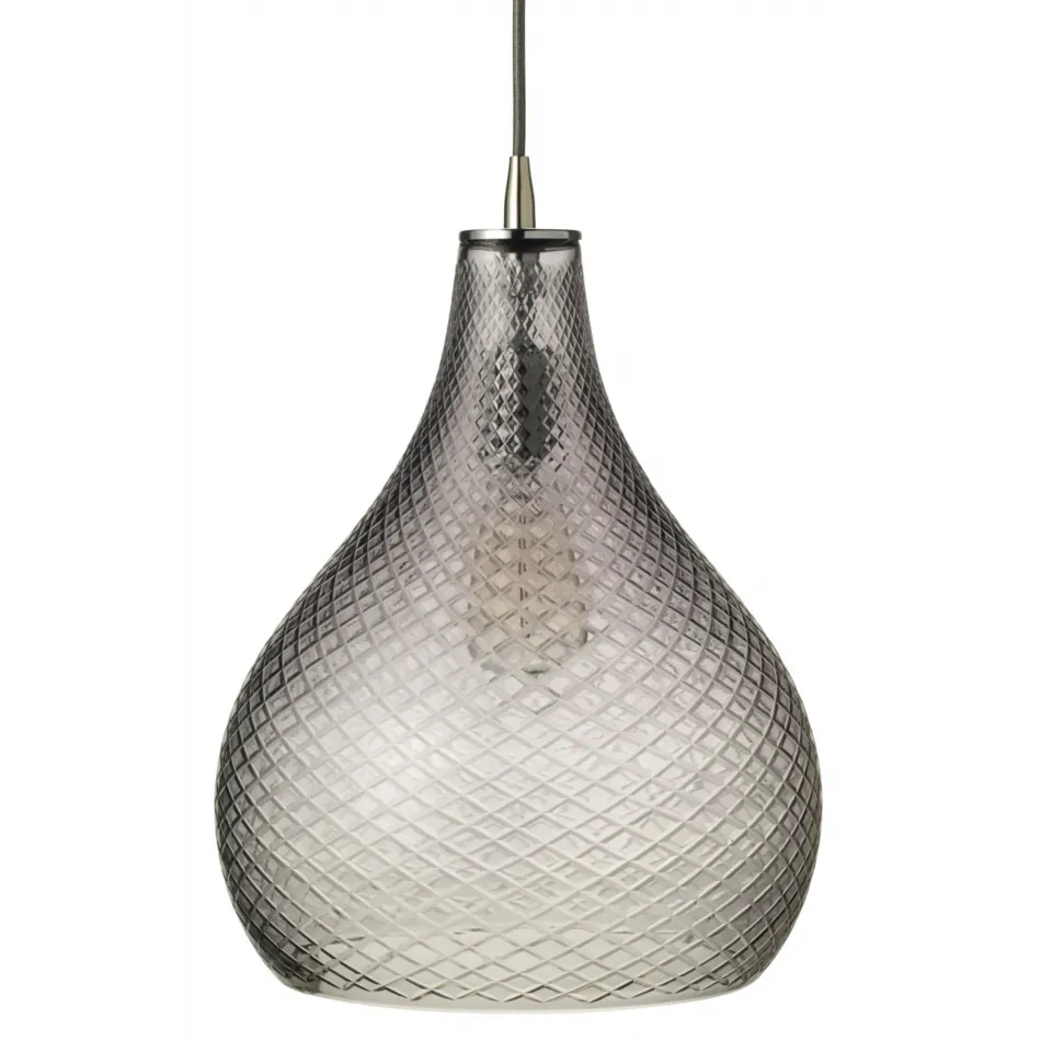 Cut Glass Curved 1-Light Pendant, Grey