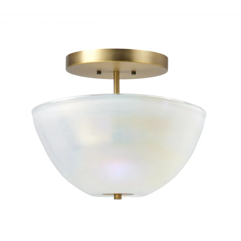 Vapor Glass Bowl Semi-Flush Mount, White