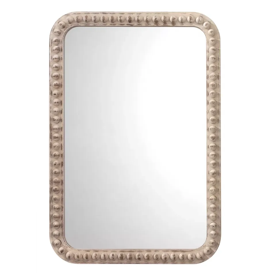 Rectangle Audrey Mirror, White Washed Wood