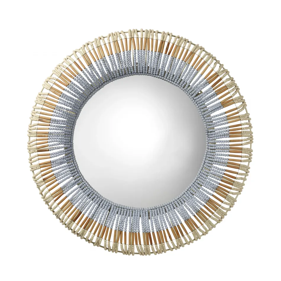 Native Beaded Round Mirror