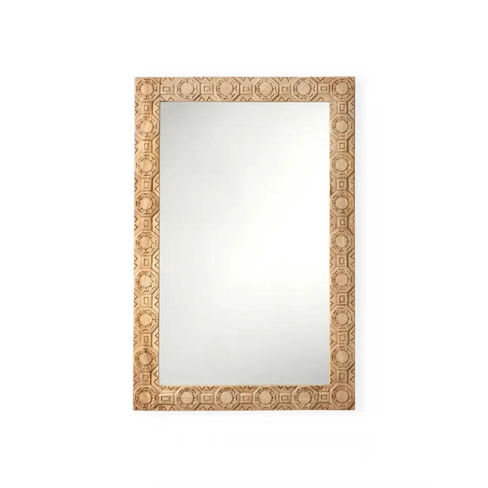 Relief Wood Carved Rectangle Mirror