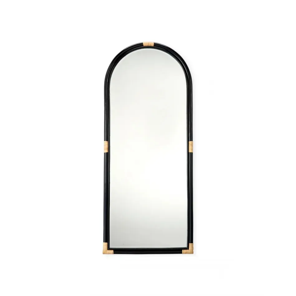 Saltwater Rattan Floor Mirror, Black