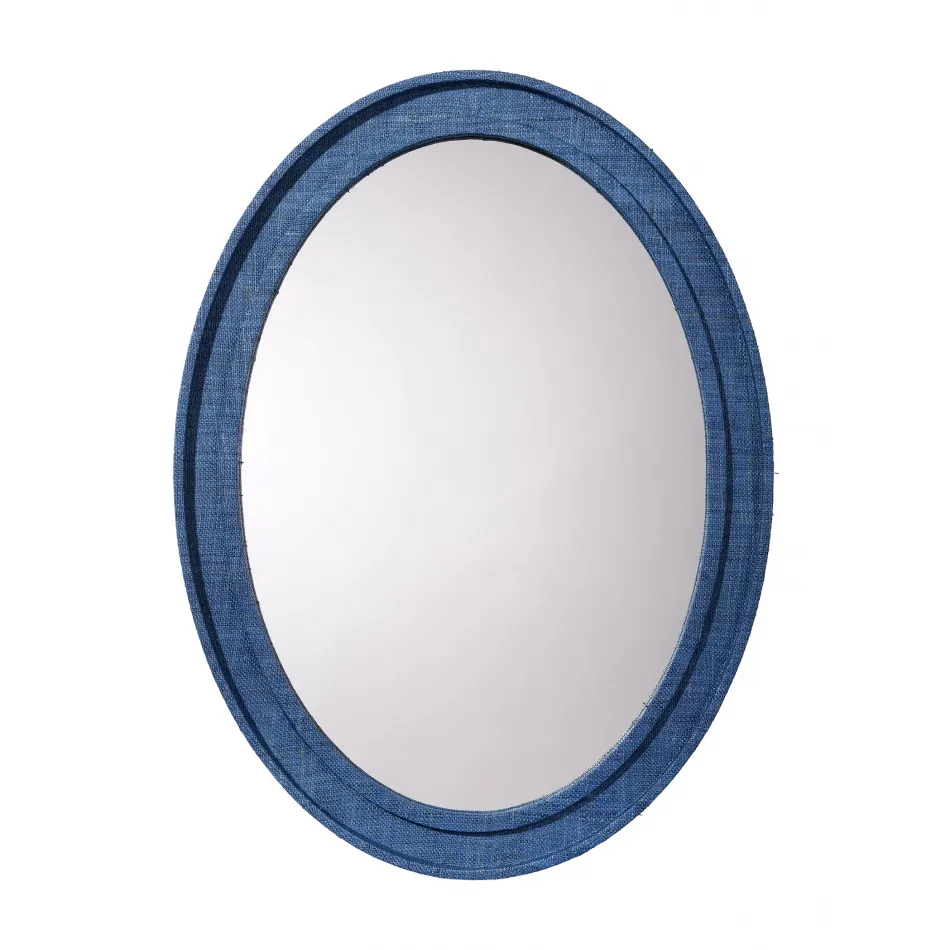 Valley Raffia Oval Wall Mirror, Indigo