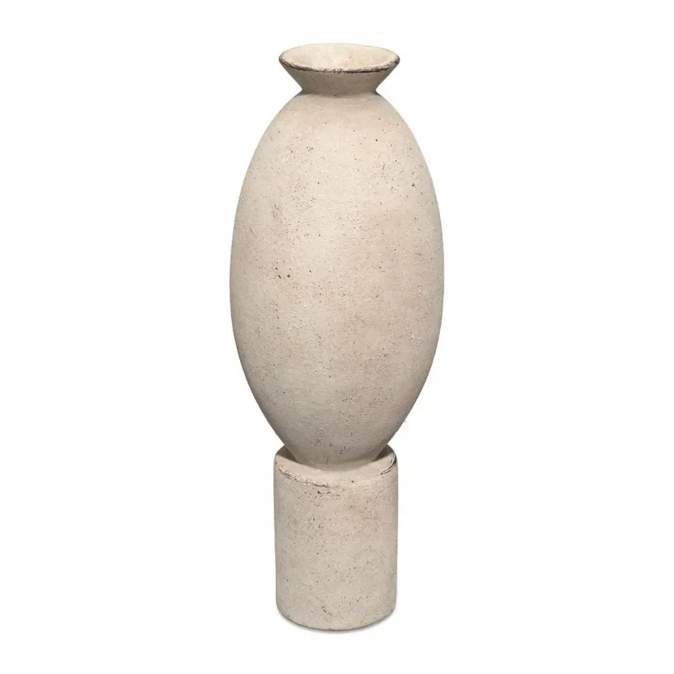 Elavated Ceramic Decorative Vase, Off White