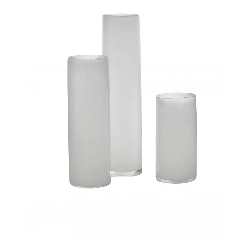 Gwendolyn Hand Blown Glass Vases (Set of 3), White