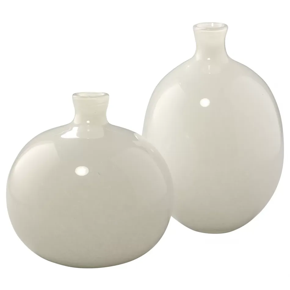 Minx Decorative Glass Vases (set of 2), White