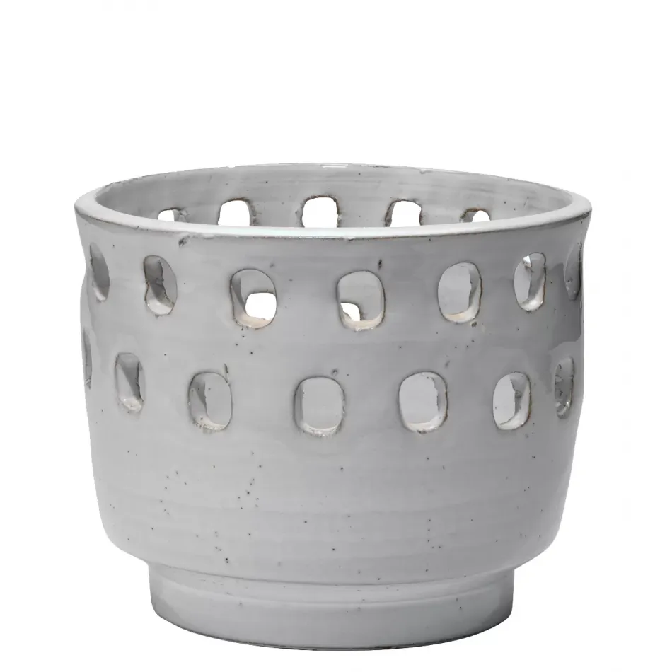 Perforated Ceramic Pot, White