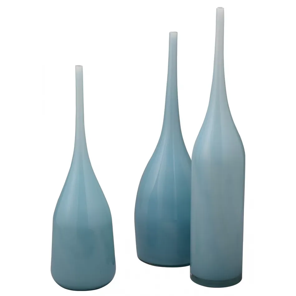 Pixie Decorative Glass Vases (set of 3), Blue