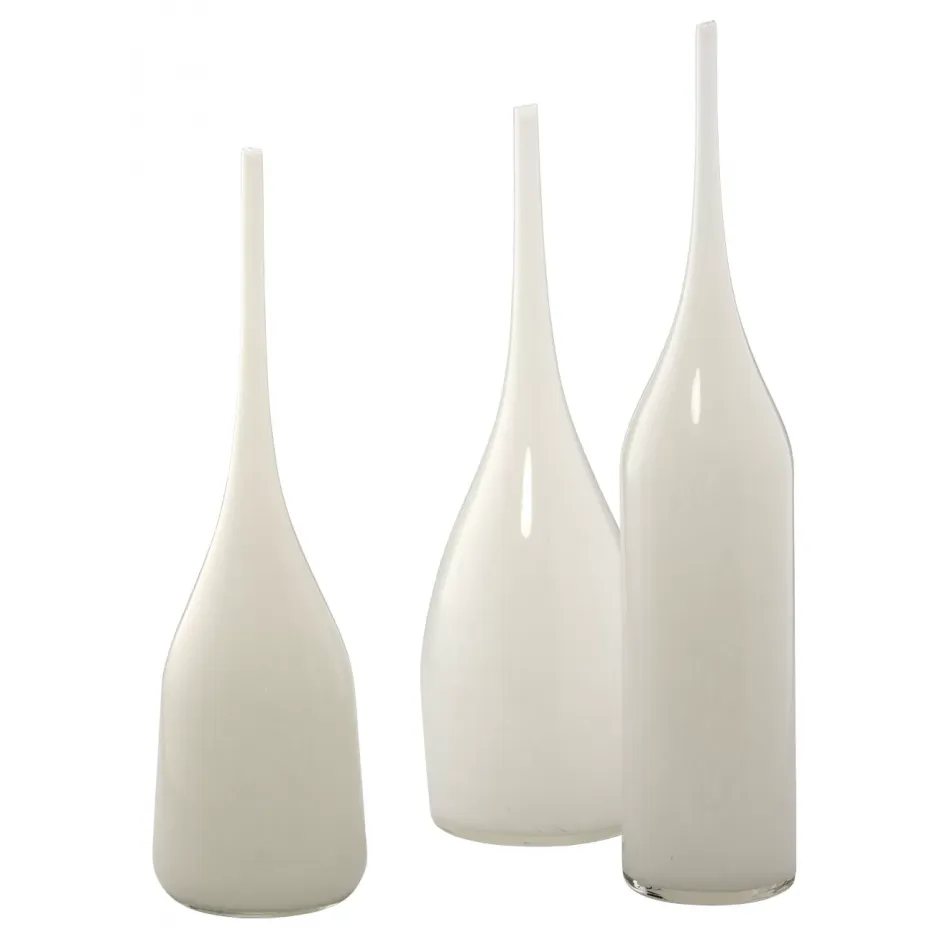 Pixie Decorative Glass Vases (set of 3), White