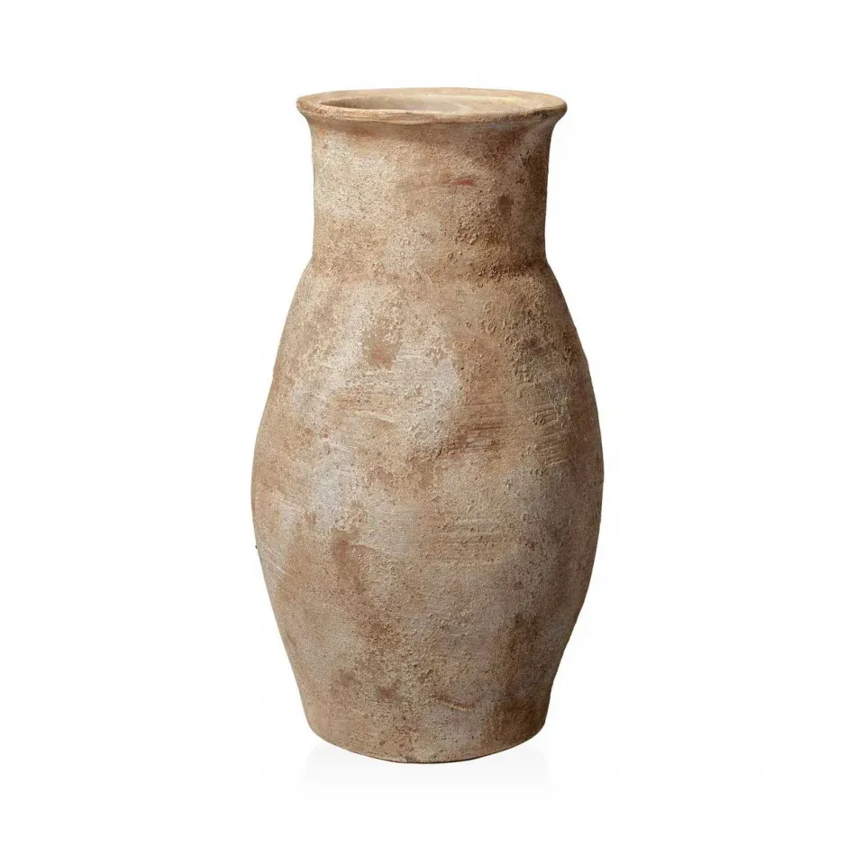Root Decorative Vase In Beige Antiqued Ceramic