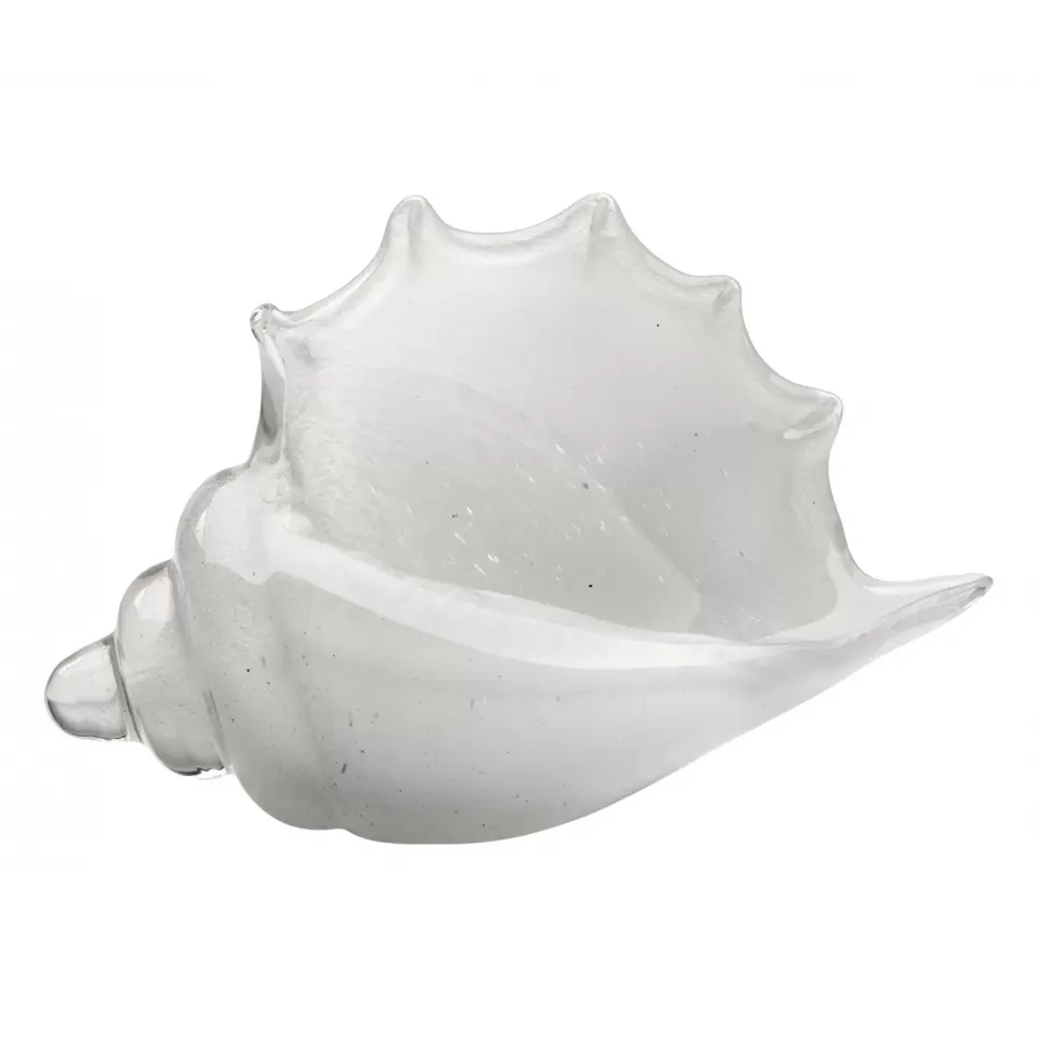 Triton Hand Blown Glass Shell, White