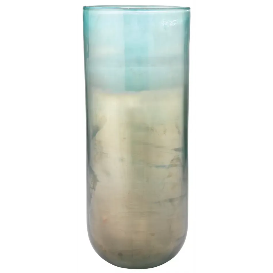 Vapor Hand Blown Glass Vase, Aqua