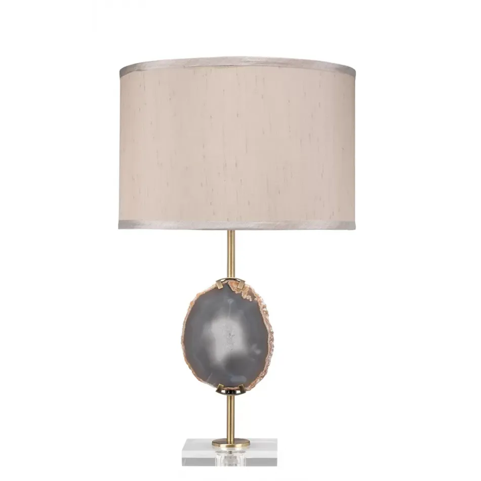 Agate Slice Table Lamp Natural Lavendar Agate & Antique Brass