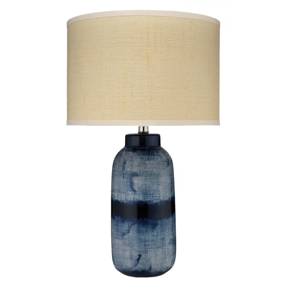 Batik Ceramic Table Lamp Blue and Cream - Large