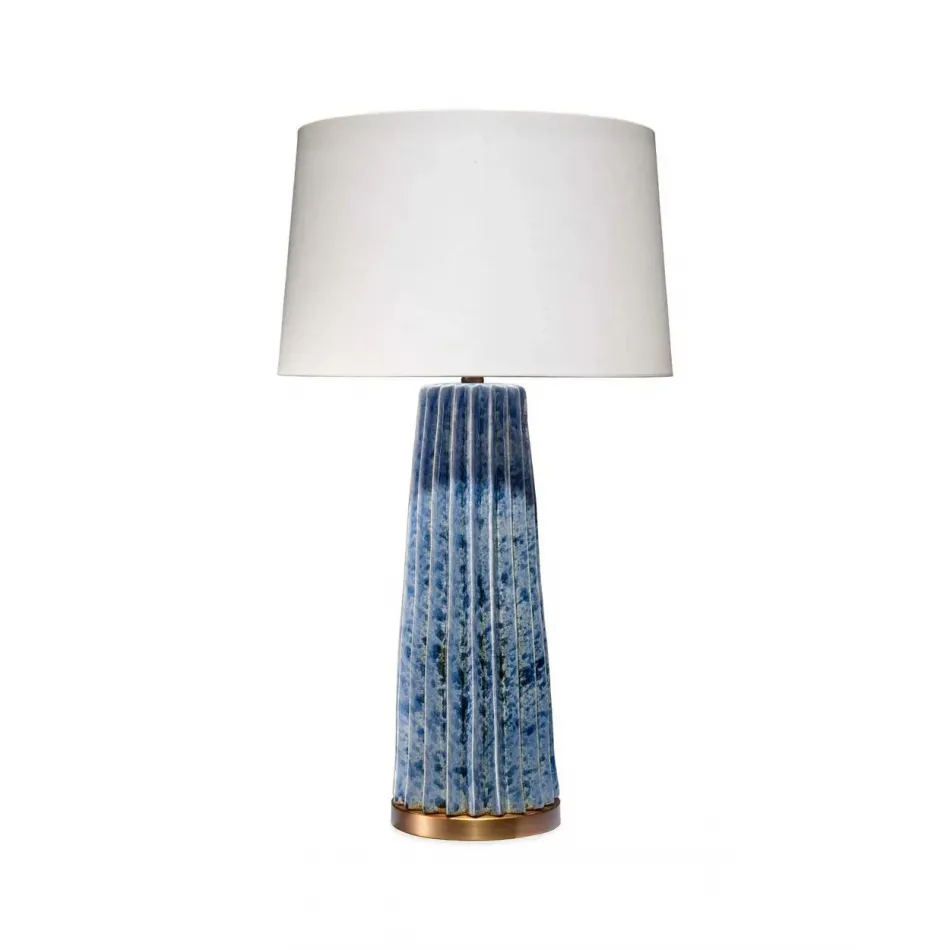 Pleated Ceramic Table Lamp, Blue