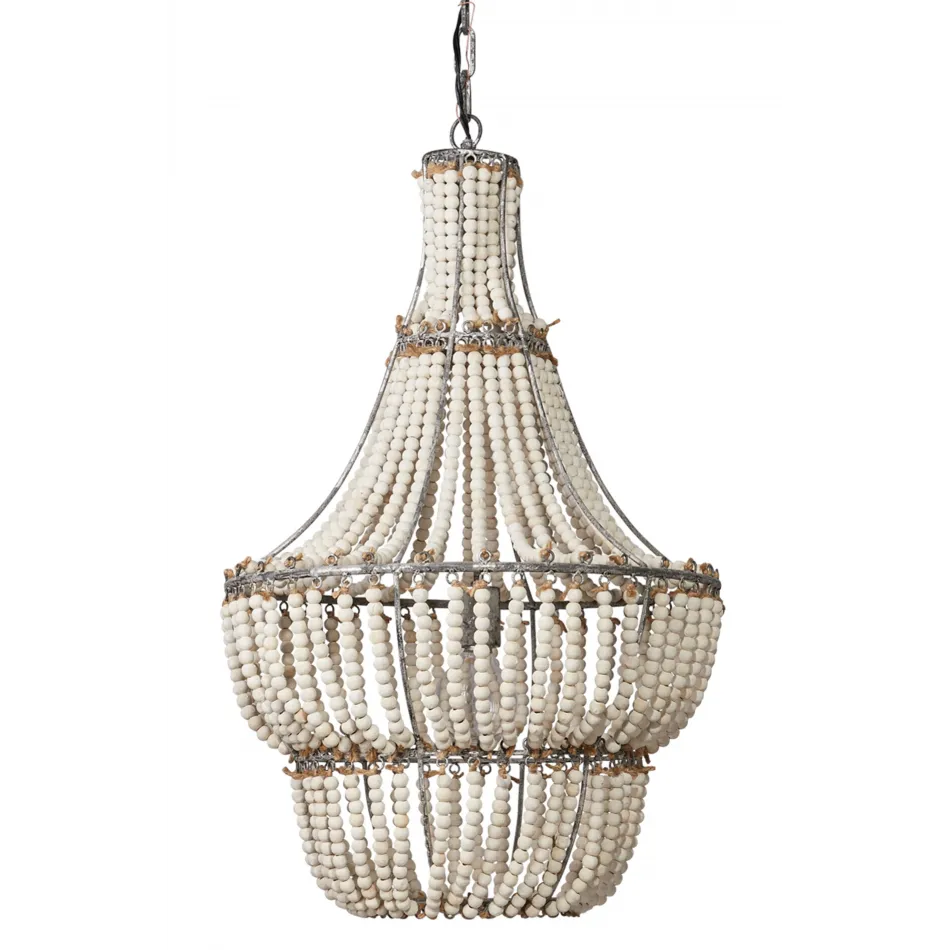 Blanca Wood Beaded 1-Light Chandelier