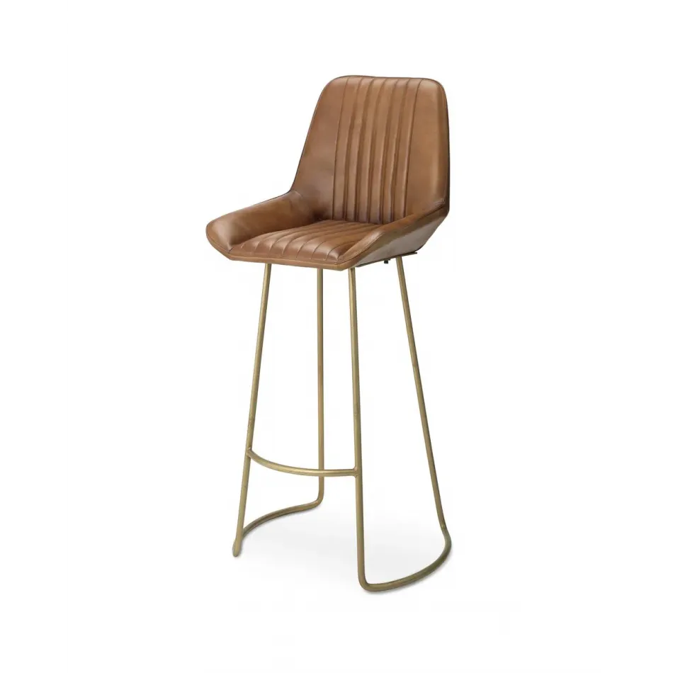 Perry Leather Bar Stool, Brown