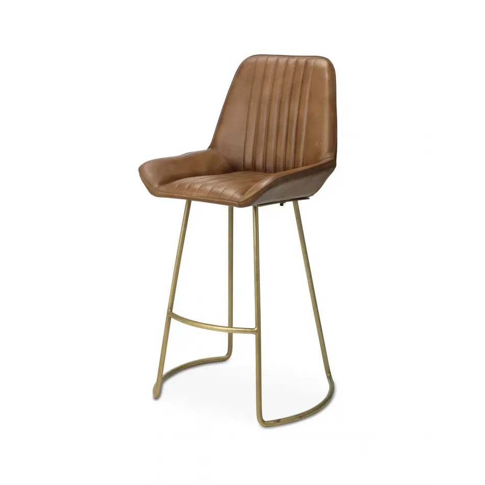 Perry Leather Counter Stool, Brown