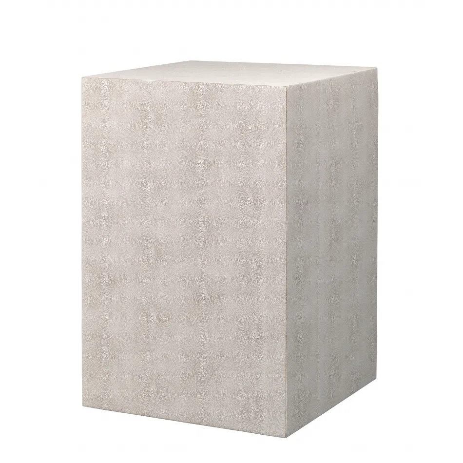 Structure Faux-Shagreen Square Side Table, Cream