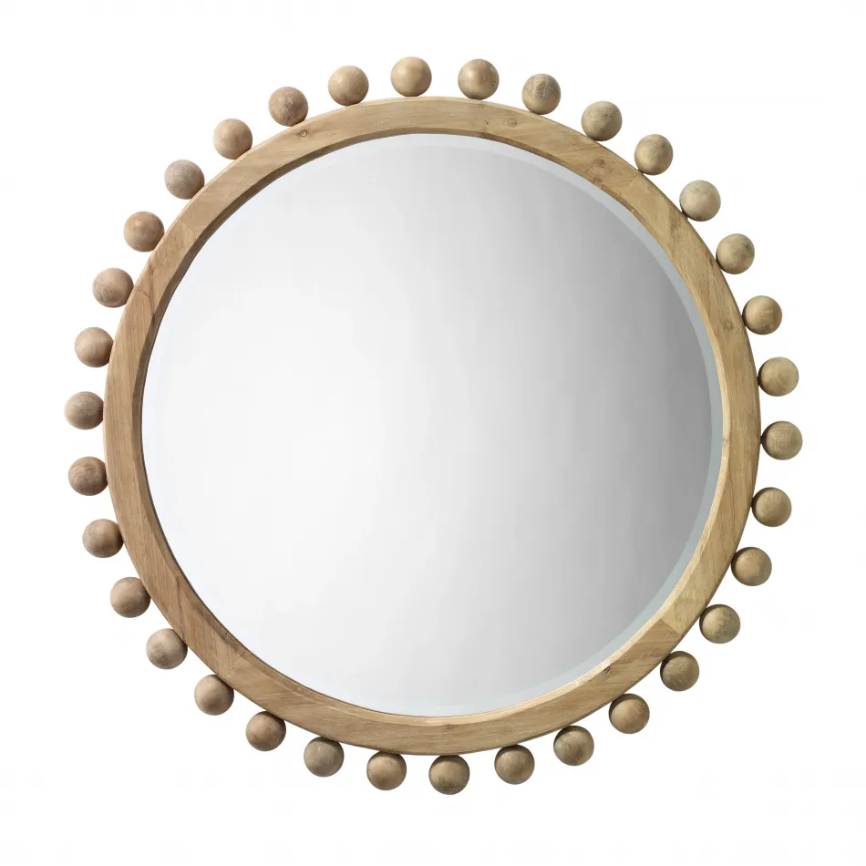 Brighton Round Wood Mirror, Natural