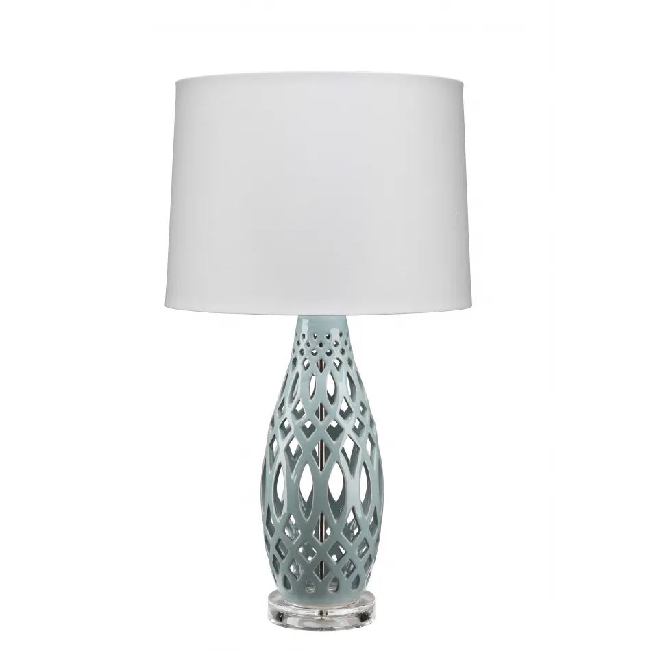 Filigree Ceramic Table Lamp, Blue