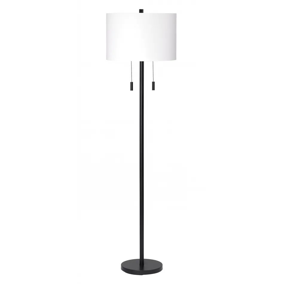 Lincoln 2-Light Metal Floor Lamp, Black