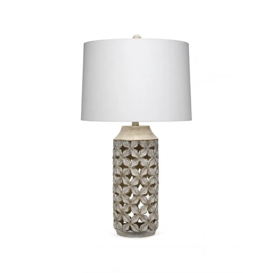 Flora Resin Table Lamp, White Wash