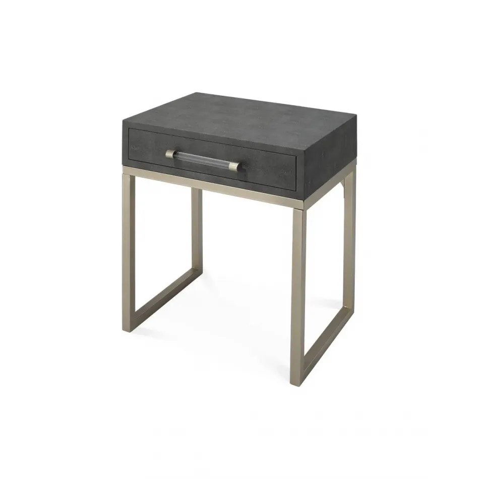 Kain Faux Shagreen Side Table, Grey