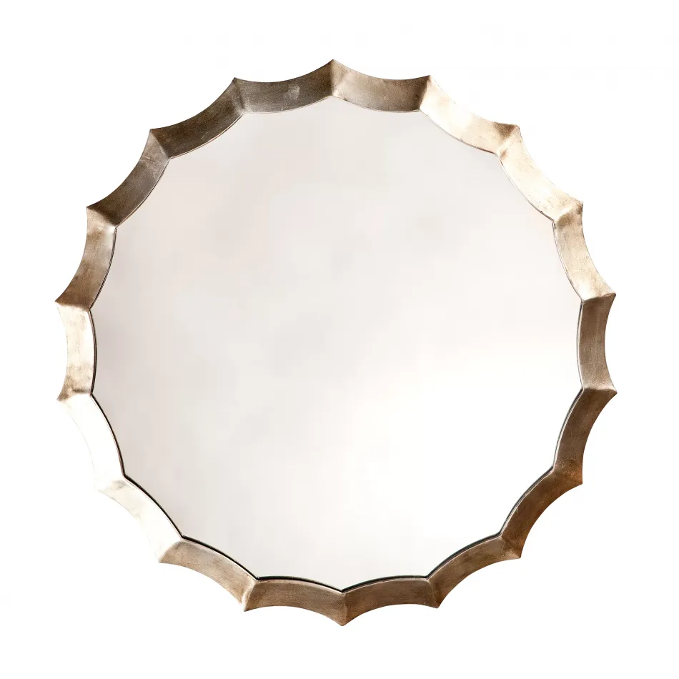 Round Metal Scalloped Mirror