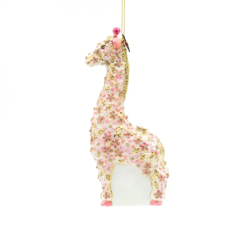 Pink Floral Giraffe Ornament